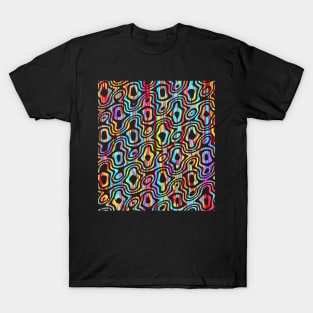 Blue and Red Abstract Aesthetic Ribbon Pattern T-Shirt